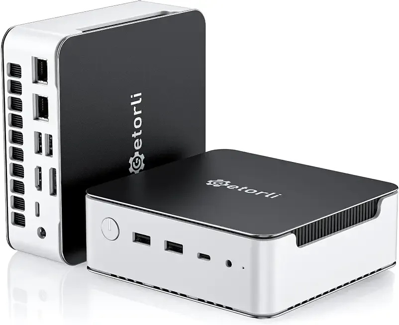 Getorli Mini PC, AMD Ryzen 7 H 255(Up to 4.9GHz), 32GB DDR5 & 1TB PCIe 4.0 SSD Micro PC, 4K Quad Display Mini Desktop Computer with Dual 2.5G LAN,WiFi 6 for Home Office/Gaming/Design & Productivity