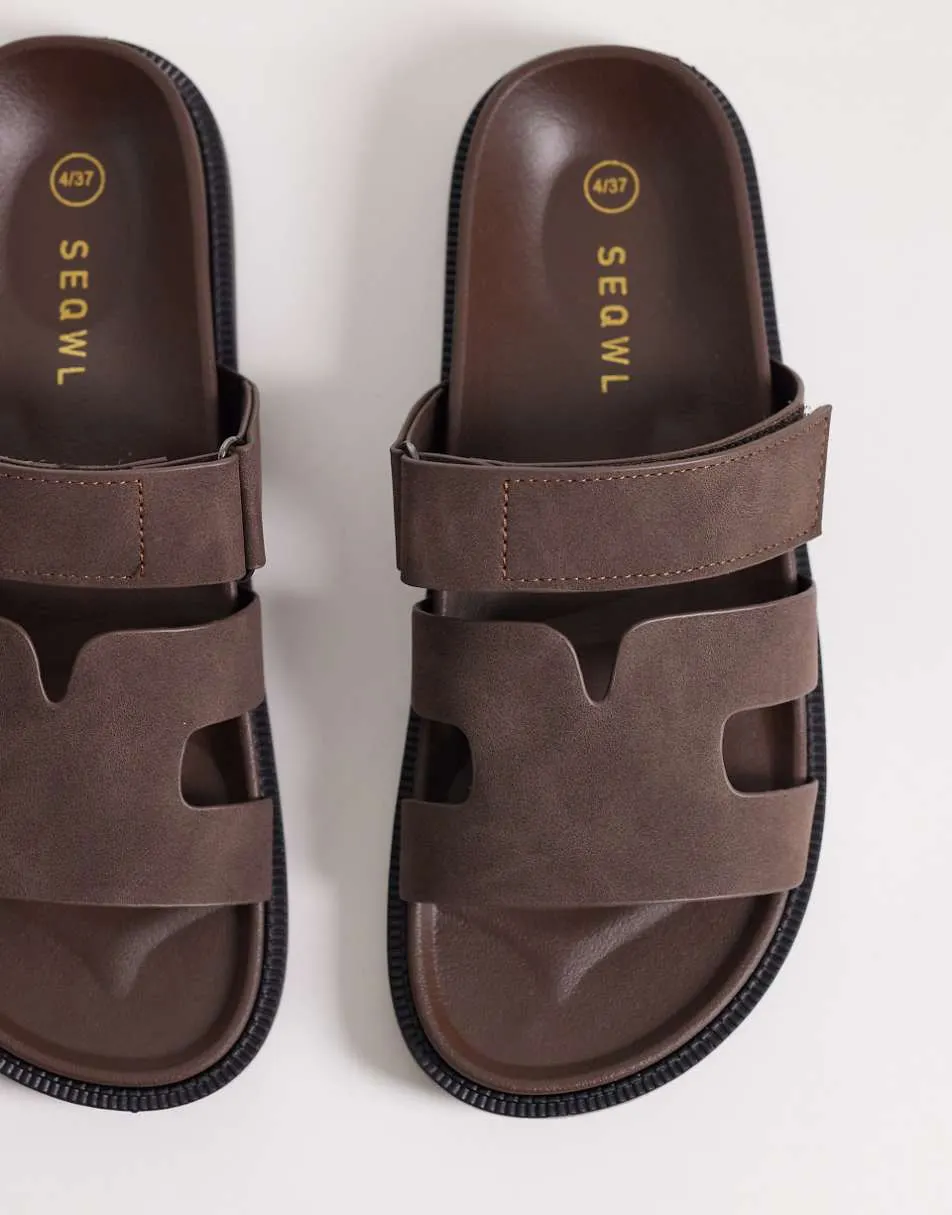 SEQWL Kidman sandals with straps in nubuck brown