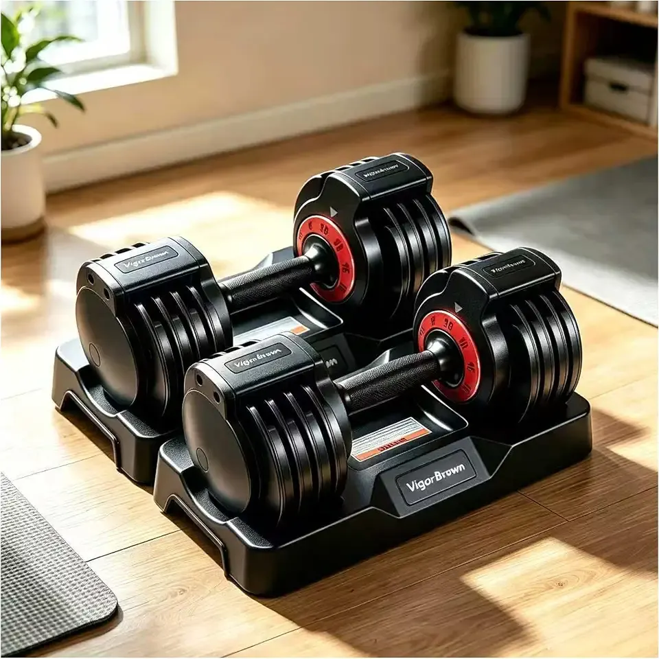Adjustable Dumbbell Set Storage Case Included All Gender Home Gym Weights