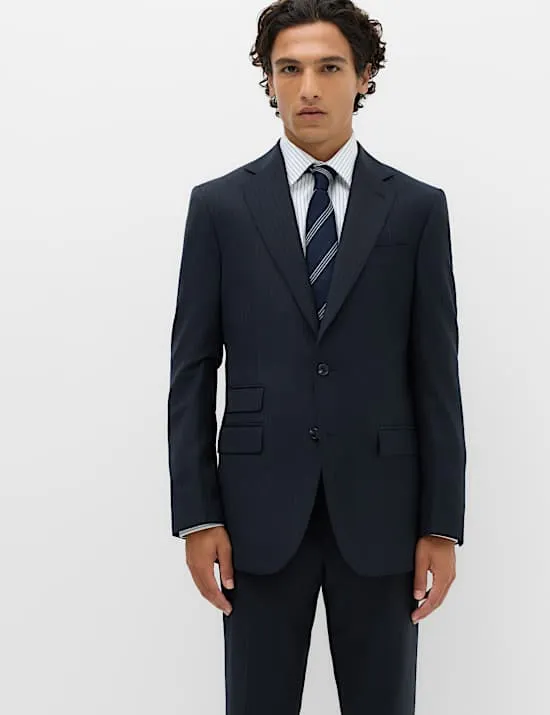 2 Piece Regular Fit Pure Wool Striped Suit
