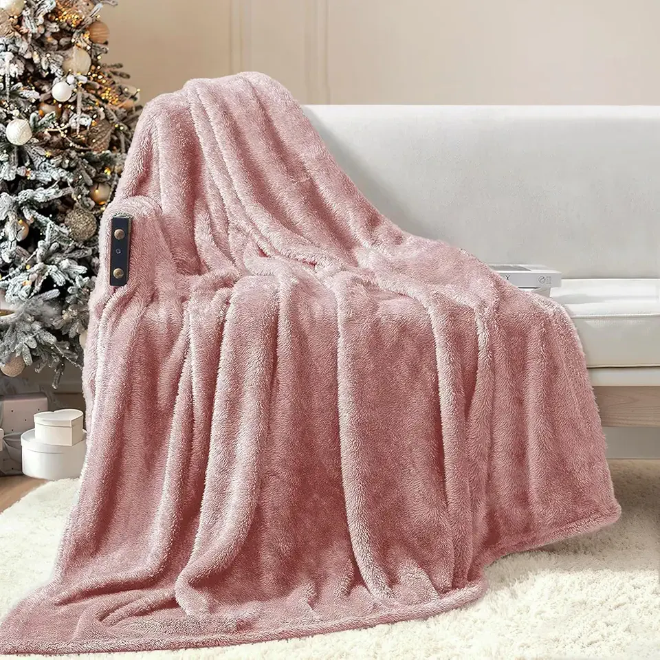 Exclusivo Mezcla Plush Fuzzy Fleece Throw Blanket Extra Large, Super Soft, Fluffy and Warm Blankets for Couch, Bed, All Season Use (50x70 Inches, Pink)