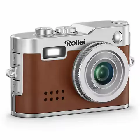 【US STOCK】Rollei Mini Keychain Digital Camera 1080P for Travel Camping Vlog (Brown) | Mini Vintage Camera, FHD Small Retro Digital Camera with 0.96 Inch Colour Screen, Compact Photo Camera with Flash & Recording