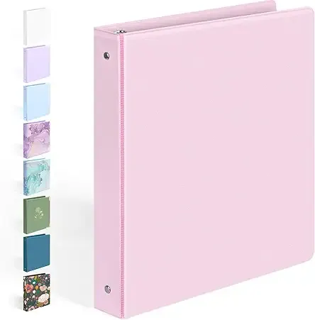 BinderX 3 Ring Binder 1 Inch, 1" Clear View Binder, Pink, Letter / A4 Size
