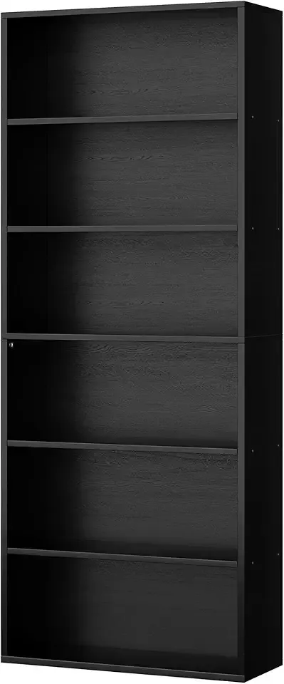 Bookshelf,6-Tier Open Bookcase and Bookshelves,6 Shelf Display Storage Shelves Floor Standing 70.6 inches Tall Bookcase for Home Office, Living Room (Black)