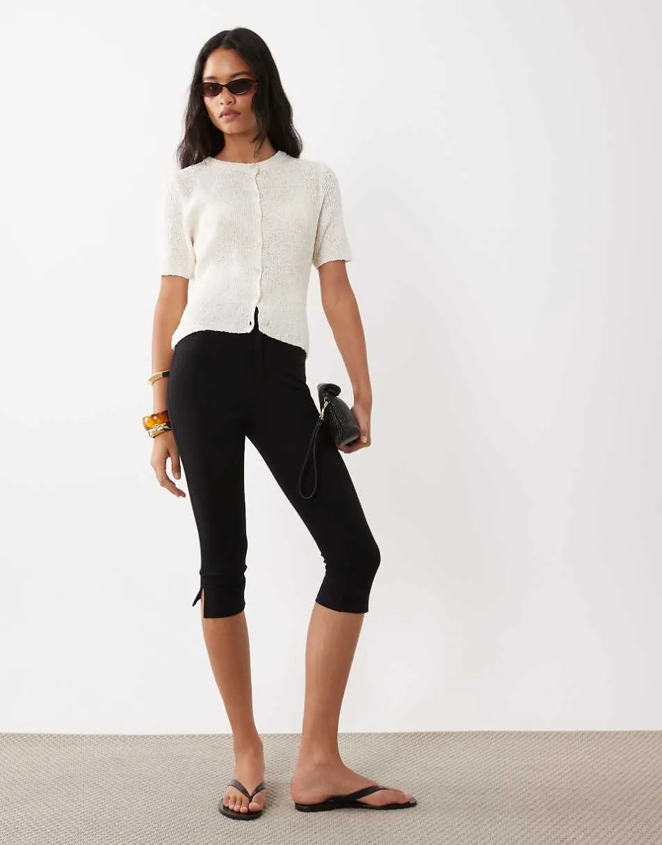 ASOS DESIGN relaxed short sleeve slub cardigan in cream