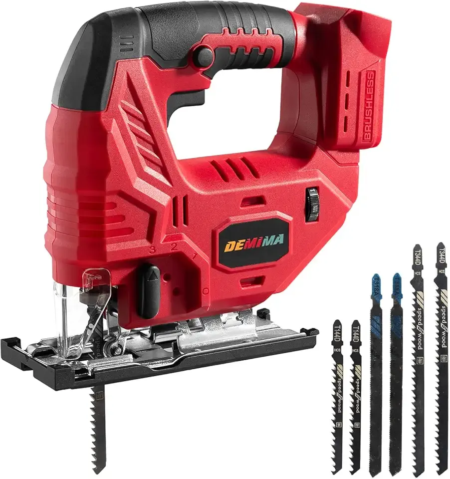 Cordless Jig Saw for Milwaukee Battery, 7 Speed Variable Up to 3200RPM, LED Light, 45° Bevel Cuts, 3 Orbital Motions, with Jig Saw Blade for Straight/Curve/Circle Cutting(Battery Not Include)