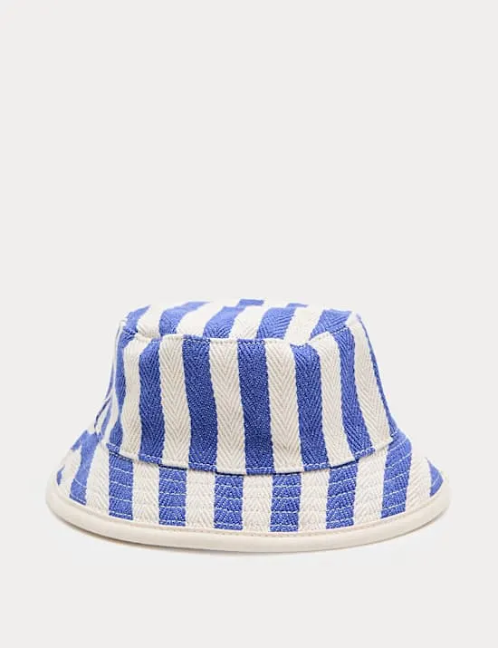 Bucket Hat für das Baby aus Twill mit breiten Streifen (0–3 J.)