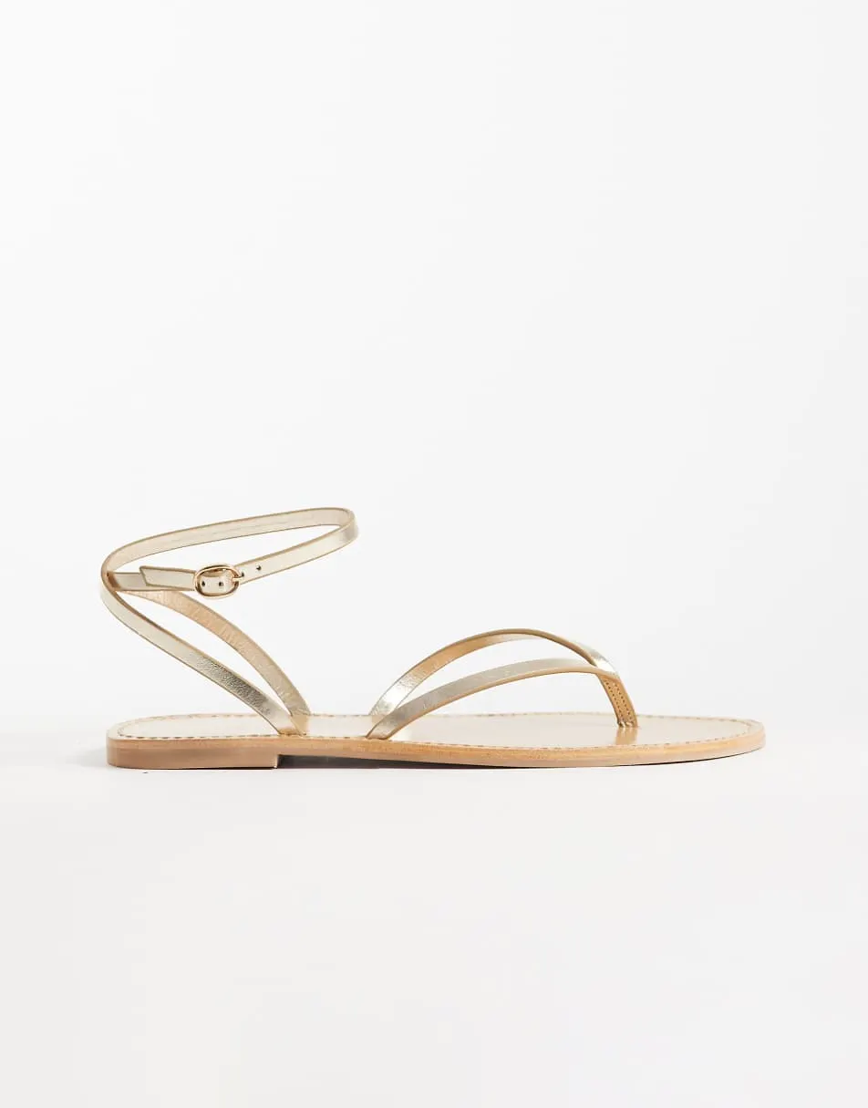 Mango strappy flat sandal in gold