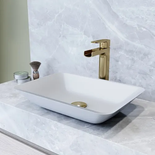 Sottile 18"L x 13"W x 4"H Modern Glass Rectangular Vessel Bathroom Sink in White