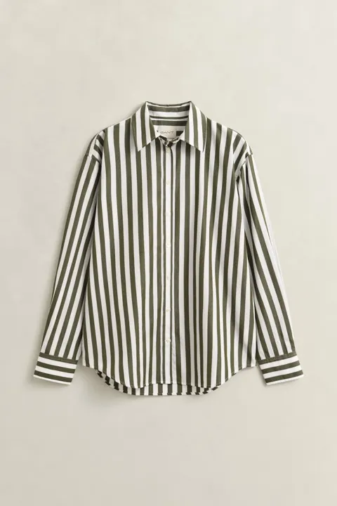Avslappet Stripet Poplin Skjorte