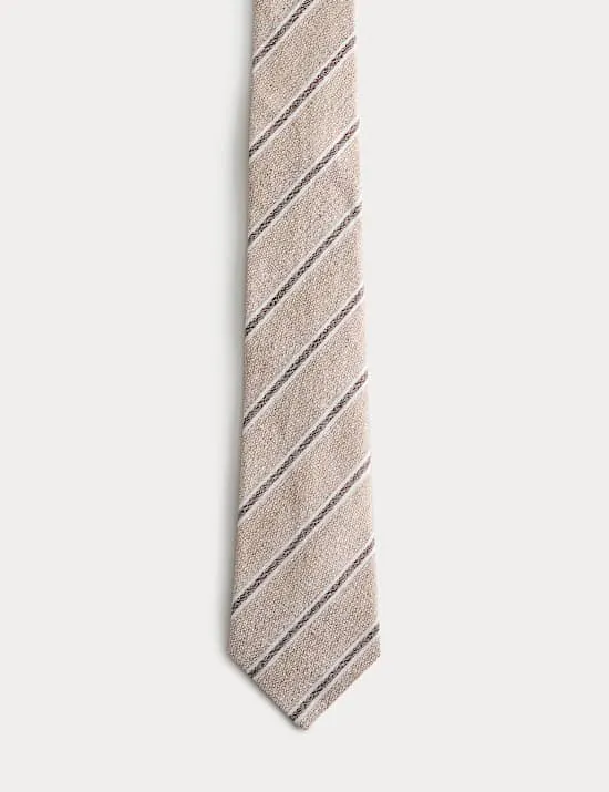 Linen Silk Blend Striped Tie