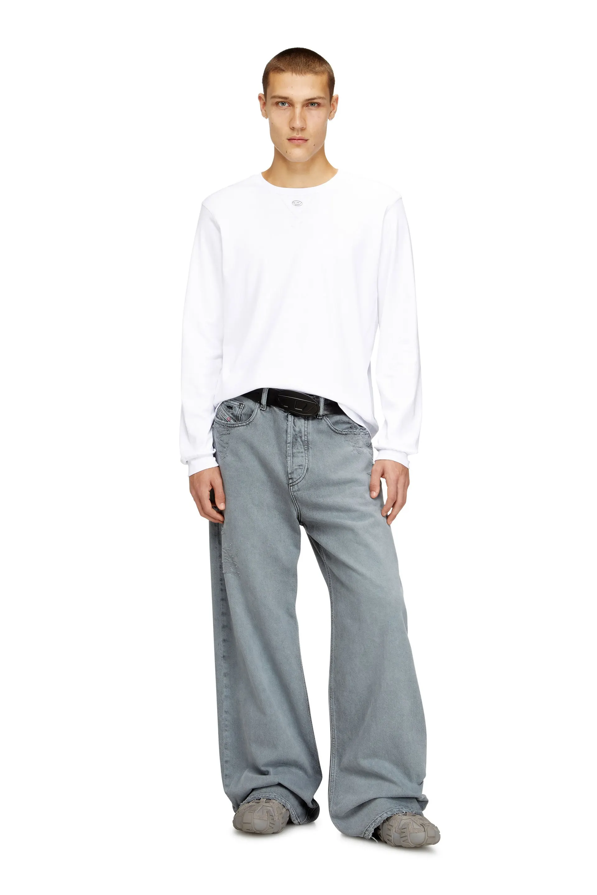 Cotton long-sleeve T-shirt with Oval D