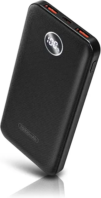 Byobyc Portable Charger, Compact 10000mAh Power Bank with Type-C Cable, 22.5W Fast Charging External Battery Pack with LED Digital Display for iPhone and Android Black