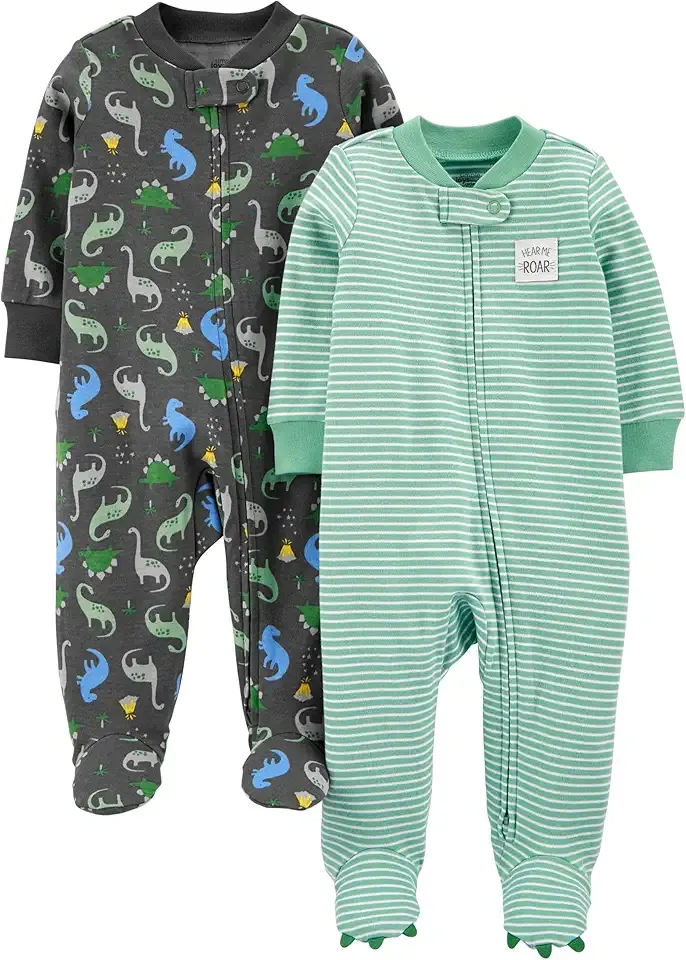 baby-boys 2-way Zip Thermal Footed Sleep and Play, Pack of 2