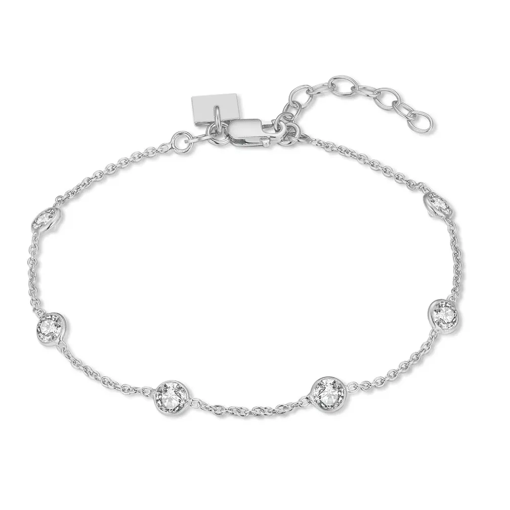 Armband in zilver, ronde zirkonia
