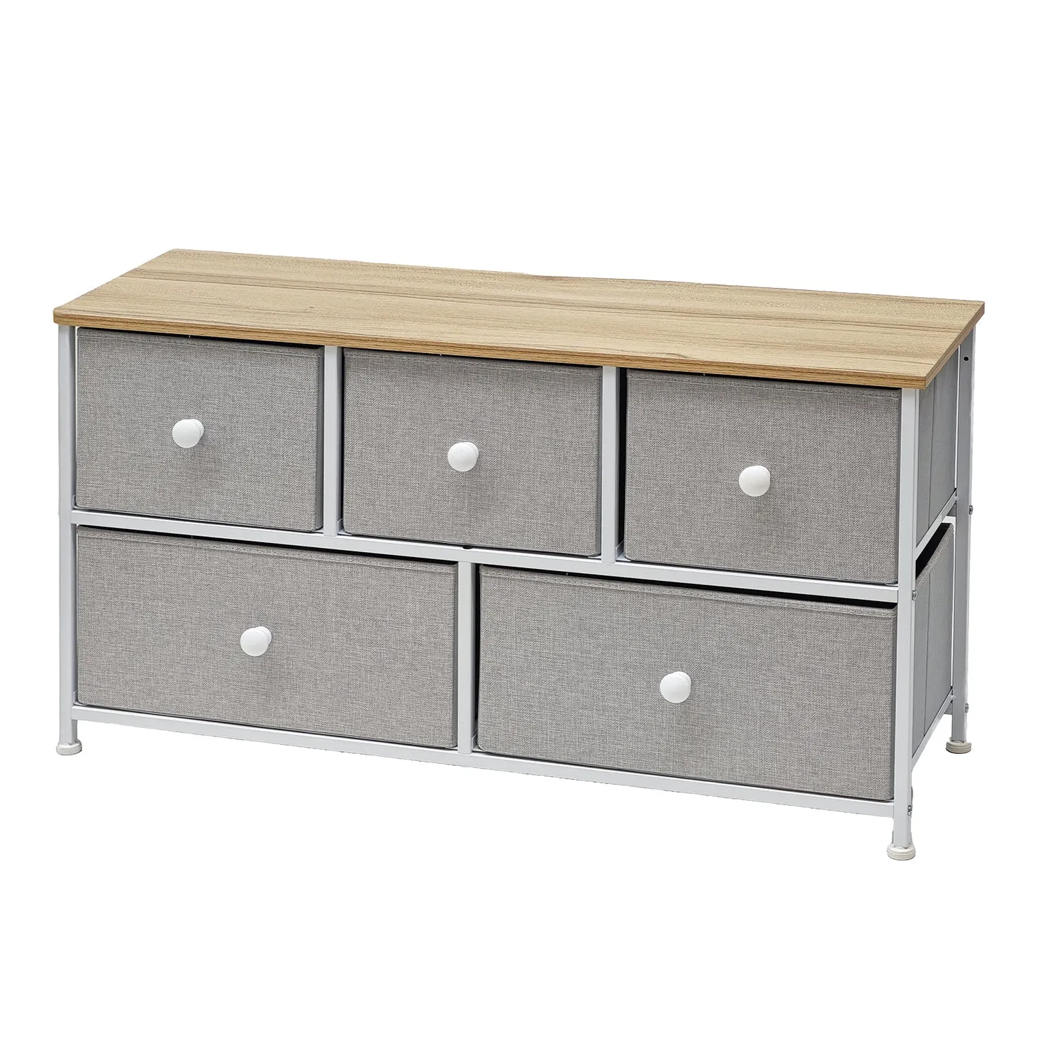 Mobiletto Multiuso 5 cassetti Legno Naturale e TNT Grigio Linea Woodhandy