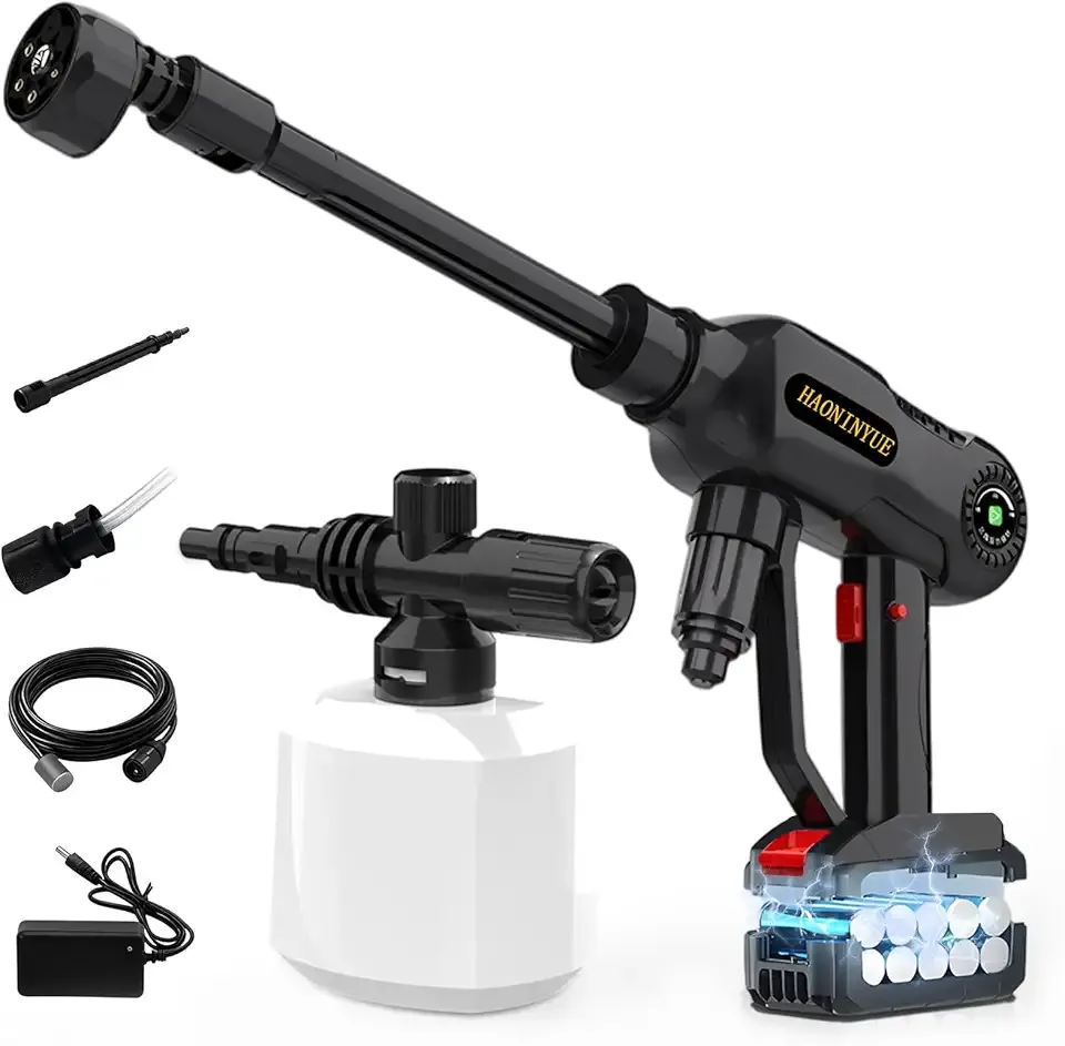 Rechargeable High Pressure Washer, 21V High Pressure Power Washer, 680PSI Portable High Pressure Car Wash with 6-in-1 Nozzle Foam Gun for Car Cleaning, Home, Garden Watering, Boat Cleaning