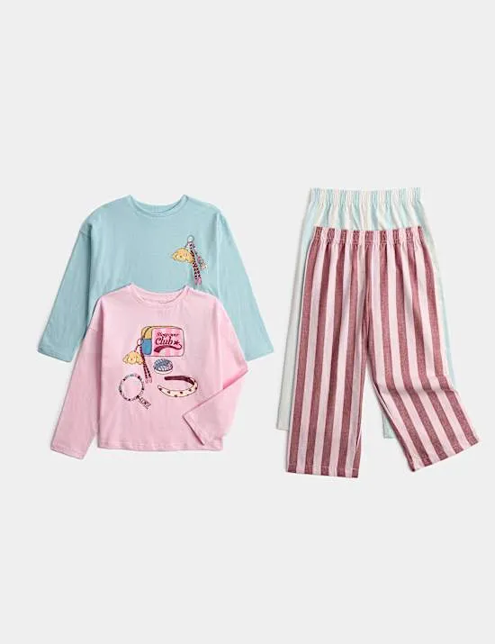 2 Pack Sleepover Club Pyjama Sets (1-8 Yrs)