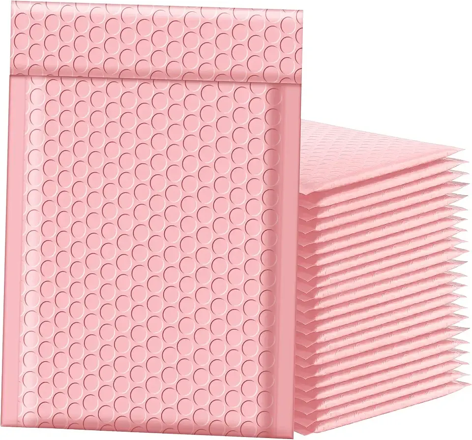 Famagic Bubble Mailers 6x10 Inch 25pc Light Pink Shipping Bags, Chic Packaging Bags For Small Business, Colored Padded Mailing Envelopes, Opaque Matte Self Seal Bubble Poly Mailers Bulk #0