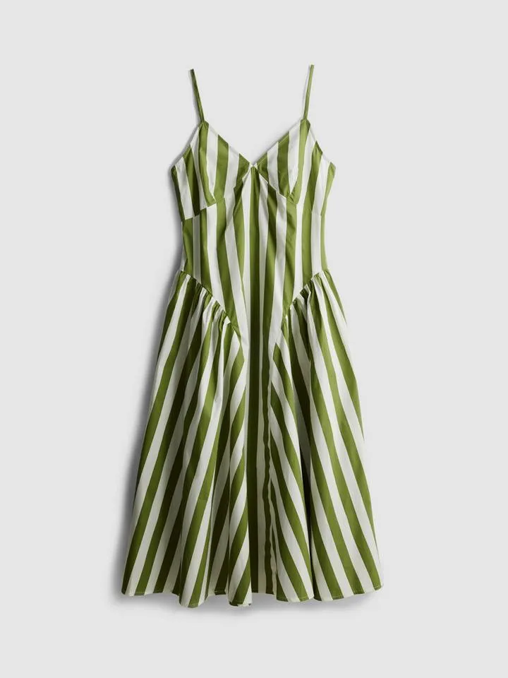 Robe corset mi-longue en coton à bretelles