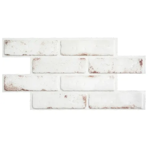 Peel And Stick Backsplash Brik Toscana Tiles, Ceramic Look, 21.28In X 10.86In, White, 2-Pack