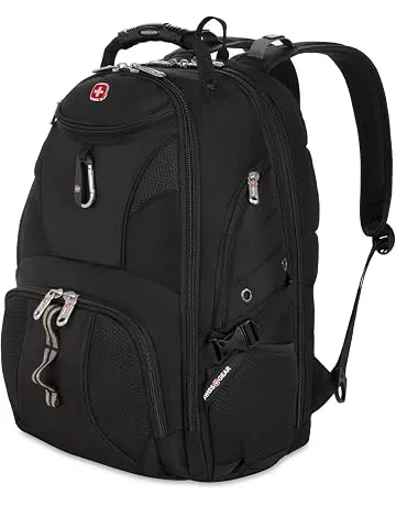 SWISSGEAR 1900 ScanSmart Laptop Backpack, Fits Most 17-Inch Laptops, TSA-Friendly Lay-Flat Design, RFID Protection, and Tablet Pocket, Black, 31L, 18.5-Inch