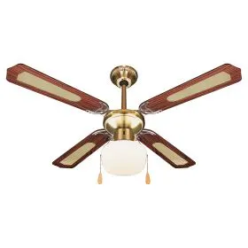 Ventilatore/lampadario a soffitto 4 pale Ø106cm marrone, Kooper
