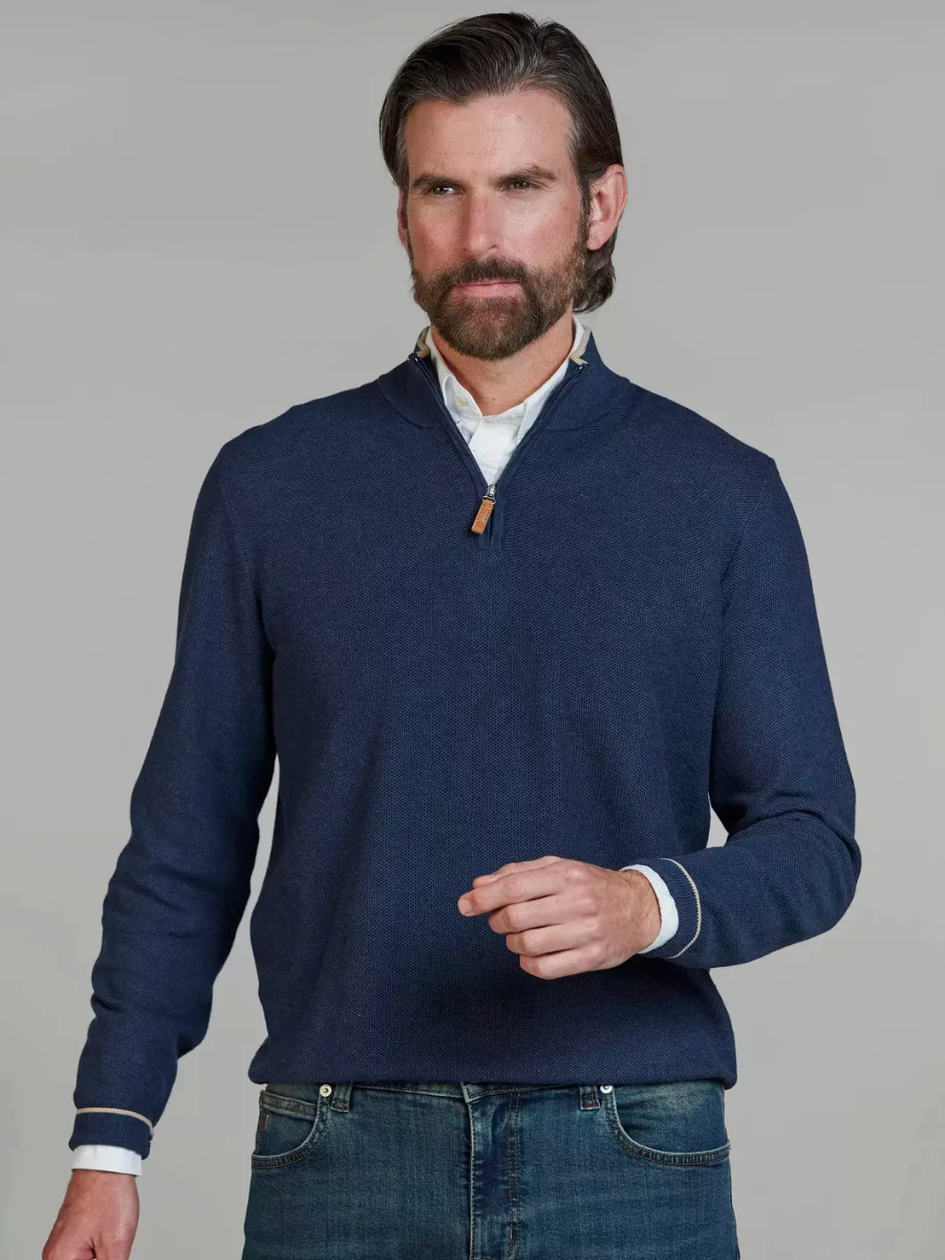 HALF ZIP STRUCTURE SWEATER