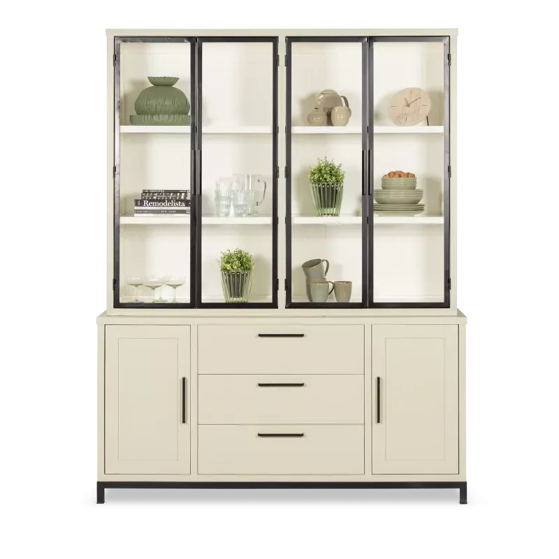 Vitrinekast Novida - Sandstone/PureWhite