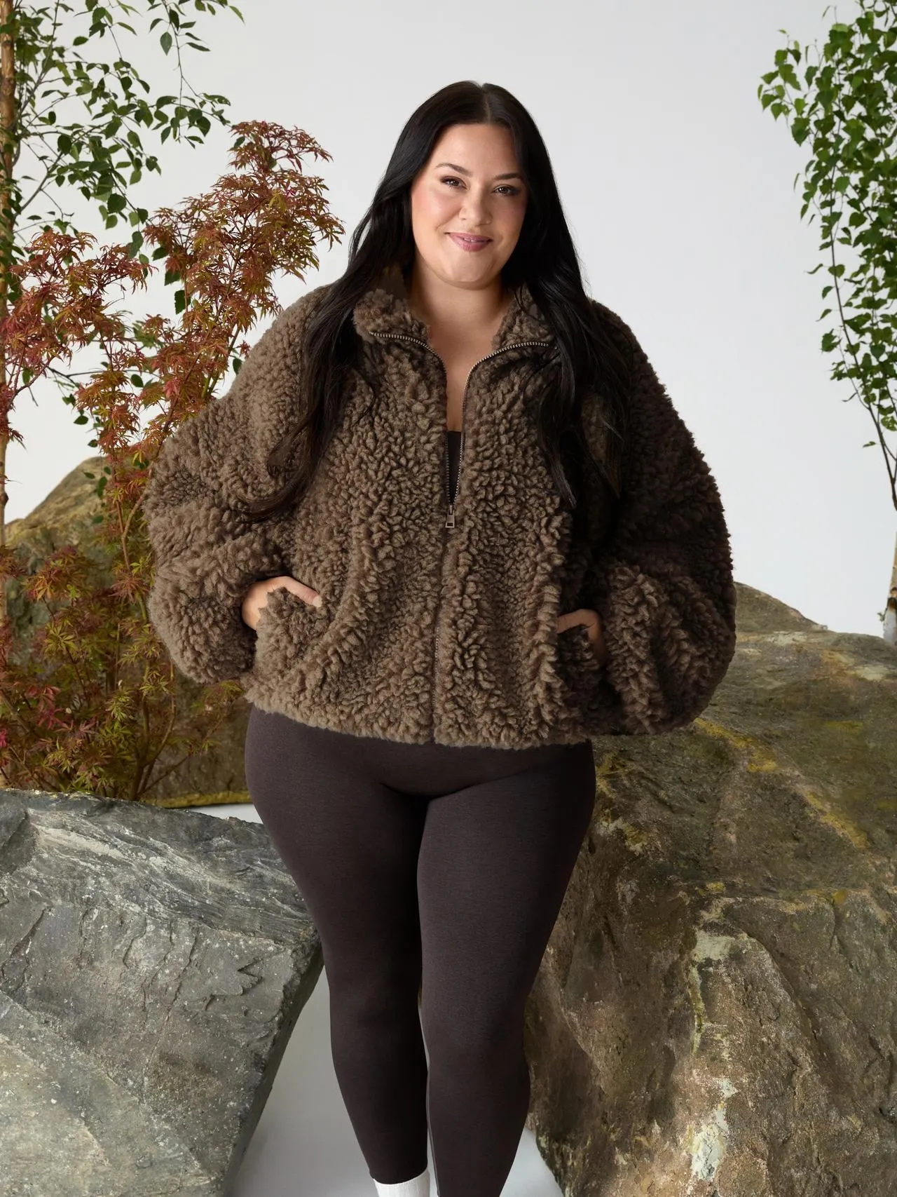 Giacca in montone shearling con zip