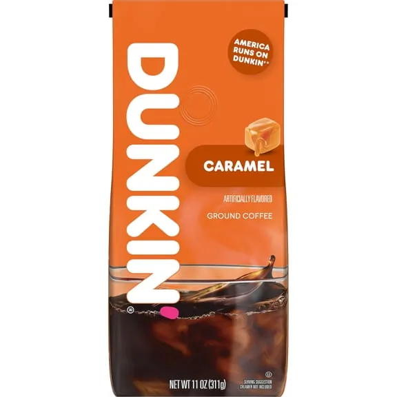 Rollback, Dunkin Caramel Me Crazy Ground Coffee, 11 oz, Price Now $8.97 Was $9.97 81.5 ¢/oz