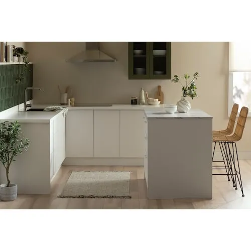 South Shore Myro Kitchen Island with Door and Drawers in Faux White Marble and White, 46.75 in. x 29 in.
