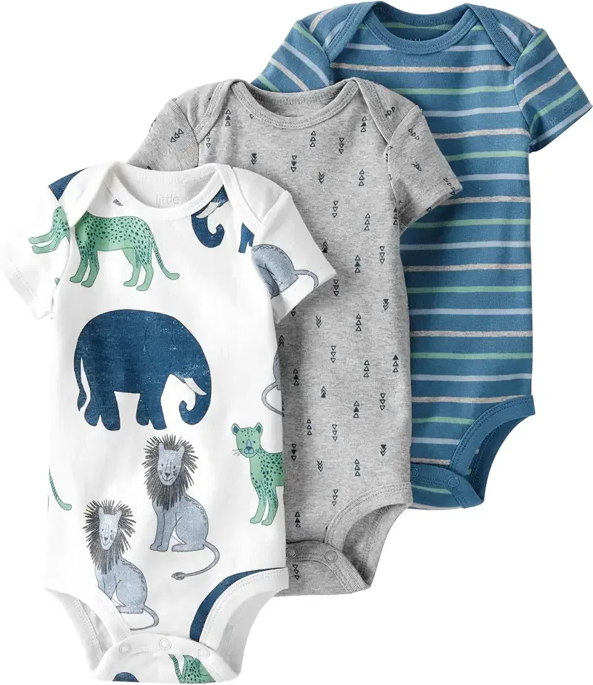 Unisex Baby 3-pack Short Sleeve Bodysuits Made With Organic Cotton