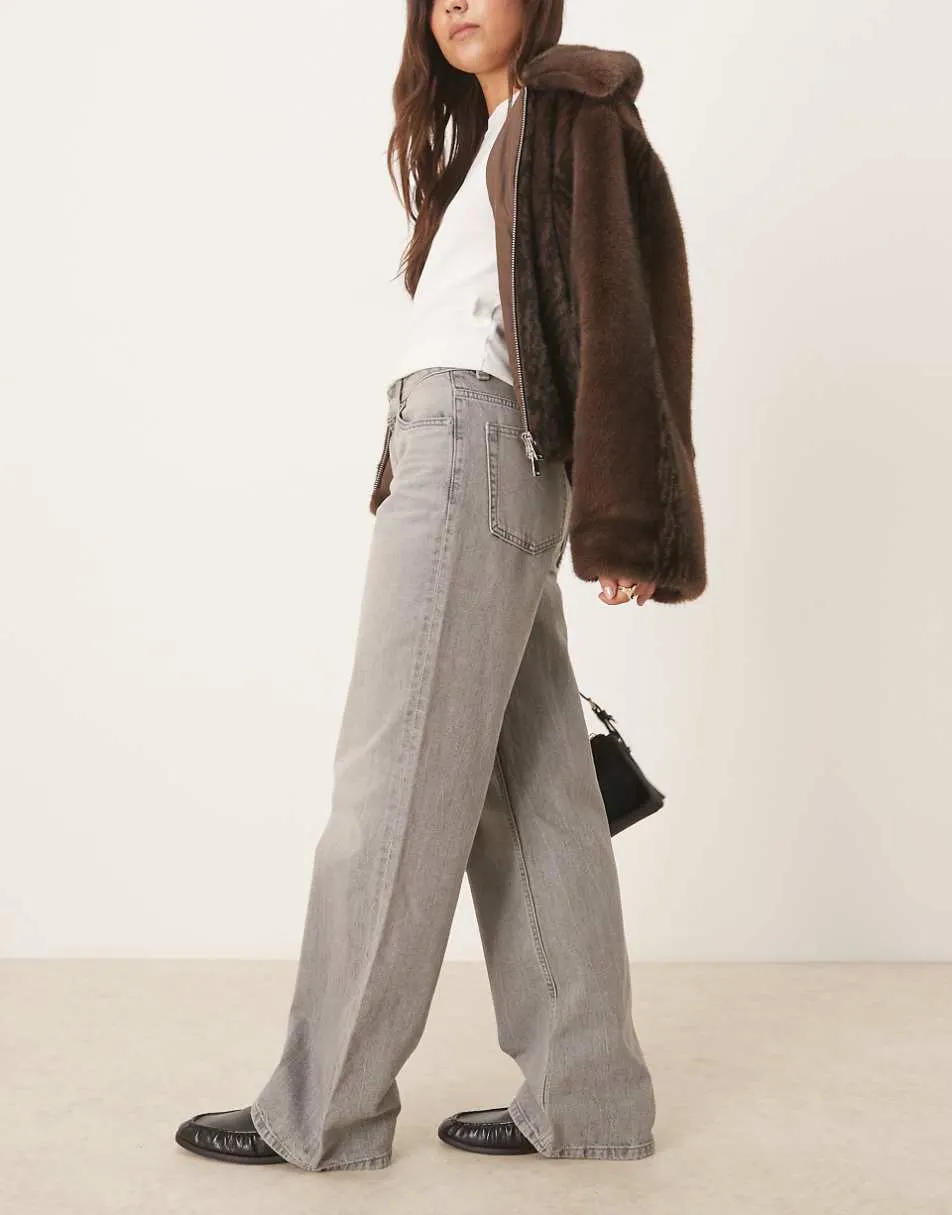 ASOS DESIGN wide leg dad jeans in grey