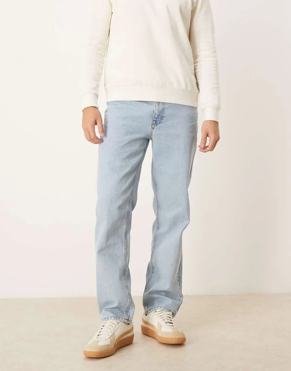 ASOS DESIGN straight jeans in light wash blue