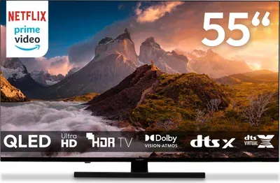 MEDION 138,8 cm (55 Zoll) QLED Fernseher (Smart TV, 4K, Dolby Vision HDR, Prime Video, Disney+, Dolby Atmos, DTS X, kompatibel mit Google TV, PVR, Bluetooth, MD 855700)