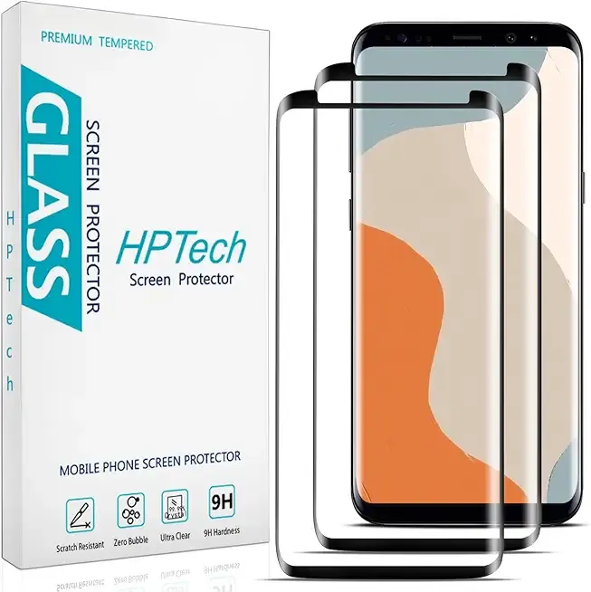 (2 Pack) Screen Protector for Samsung Galaxy S8 Plus 6.2 Inch Tempered Glass Film, 3D Curved Full Screen Coverage, Anti Scratch, Case Friendly