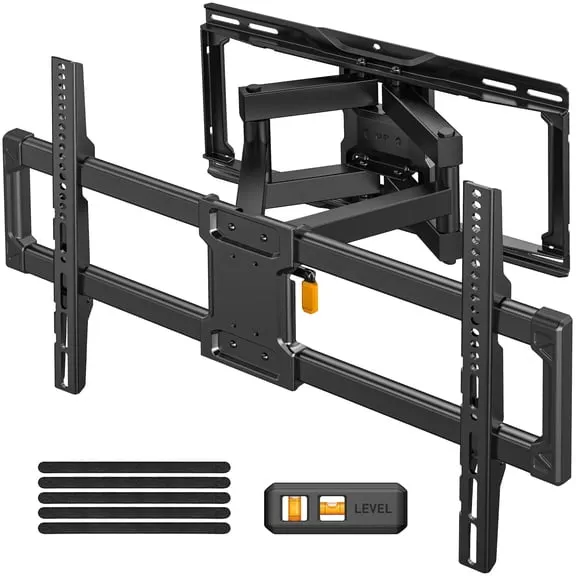 MountFTV Full Motion TV Wall Mount for 42-92 inch TVs with Tool Free Tilt, Holds up to 132 lbs, Max 600x400mm, TV Mount with Swivel Extension Rotation, Fits 16" Wood Studs