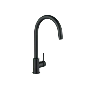 Rubinetto da cucina fisso a collo di cigno Loa 2.0 nero verniciato opaco DELINIA