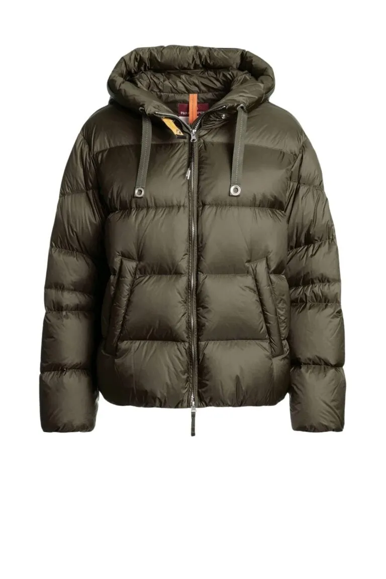 Tilly Hooded Down Jacket - Olive Grey