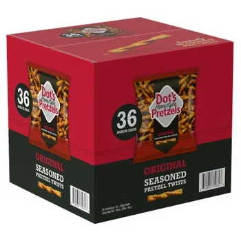Dot's Homestyle Pretzels, Original Seasoned Pretzel Twists, 1 oz, 36-count