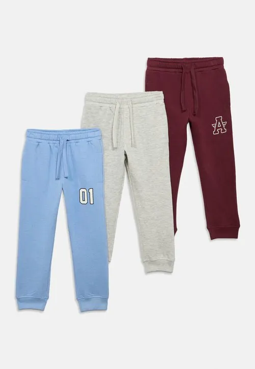 3 PACK - Joggebukse - light blue/bordeaux