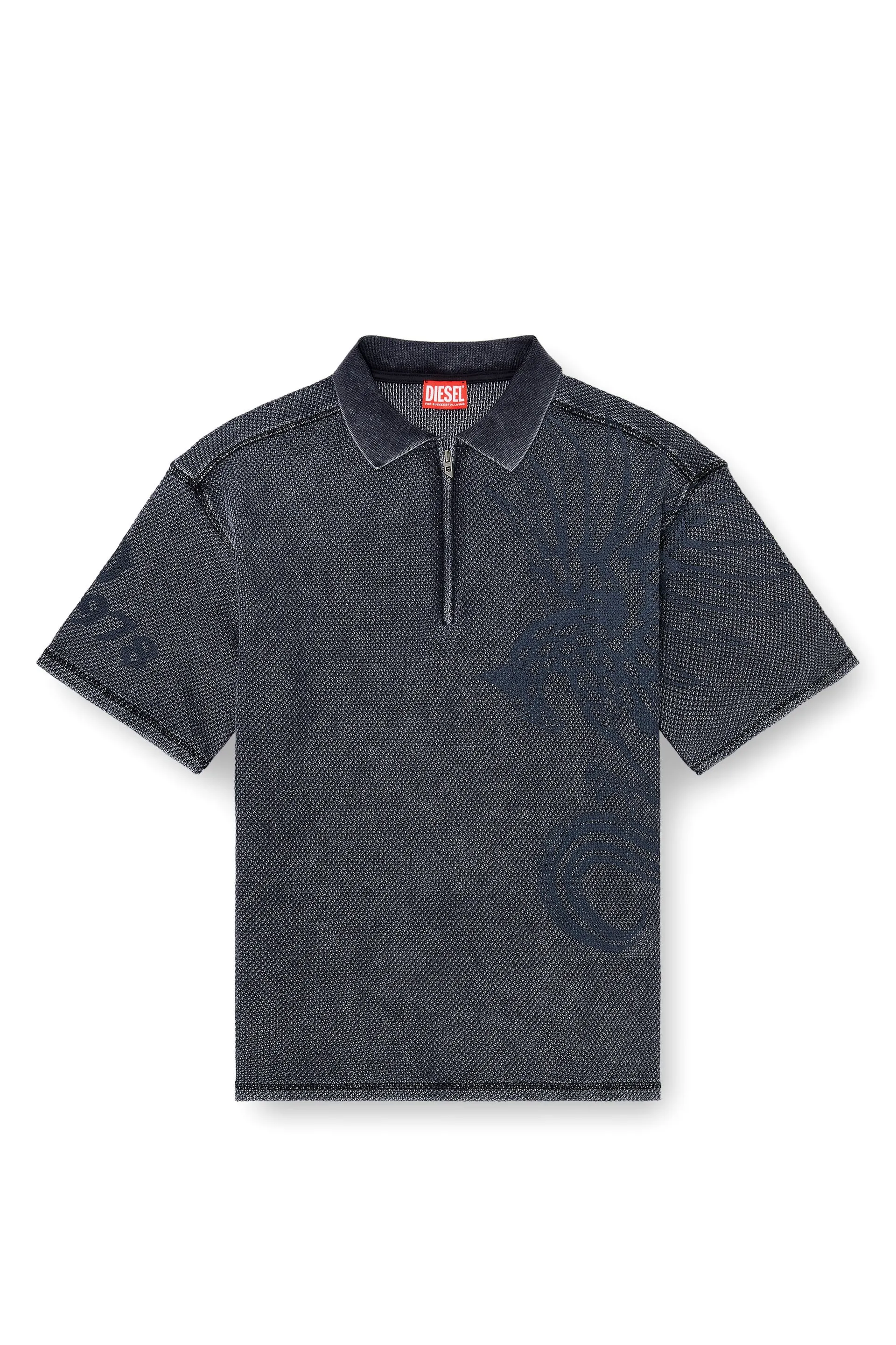 Mesh-jacquard polo shirt with Phoenix print