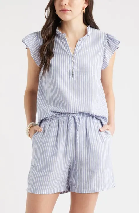 Caslon® Flutter Sleeve Popover Top