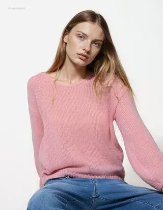 Maglione - Scollo a V - Rosa chiaro