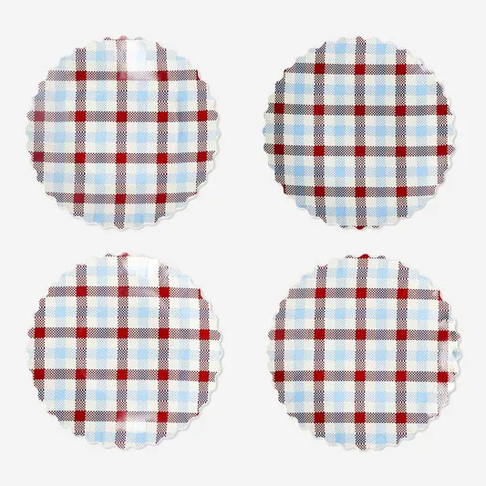 Checkered picnic plates - 4 pcs