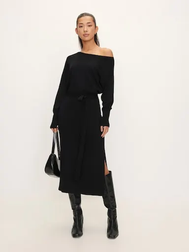 Colette Off Shoulder Knit Midi Dress
