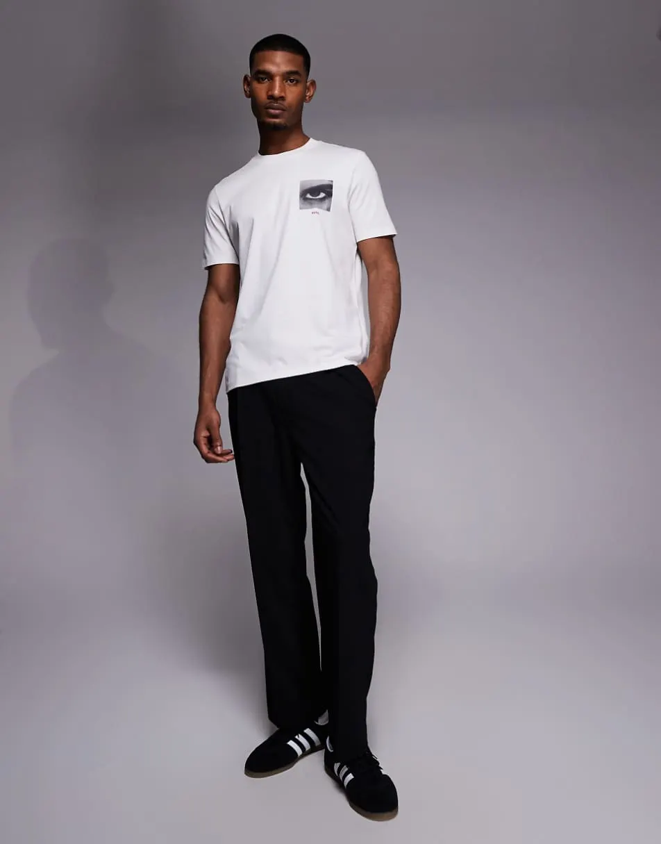 HUGO Red deyss eye graphic print regular fit t-shirt in white