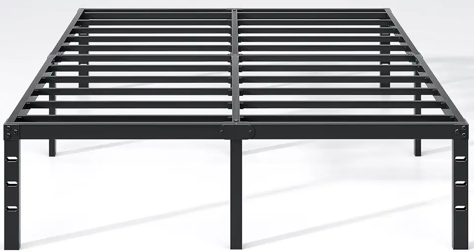 NEW JETO Metal Bed Frame,Full Size Bed Frame with Storage Space,Heavy Duty Sturdy Mattress Foundation,Easy Assembly,No Box Spring Needed, Black,18 Inch,Full