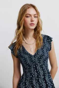 Vestido midi estampado cenefa